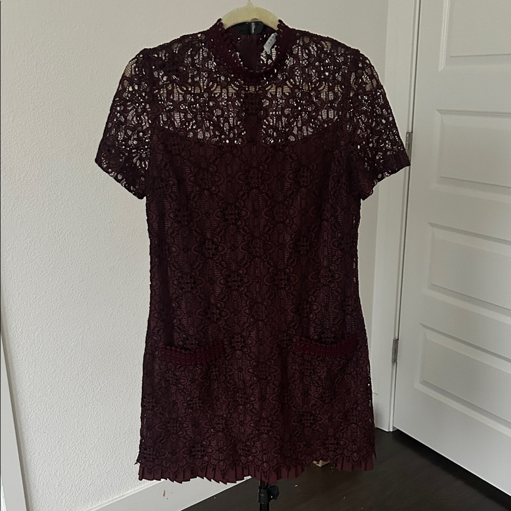NWOT Sandro Paris Bordeaux Lace Mini Dress